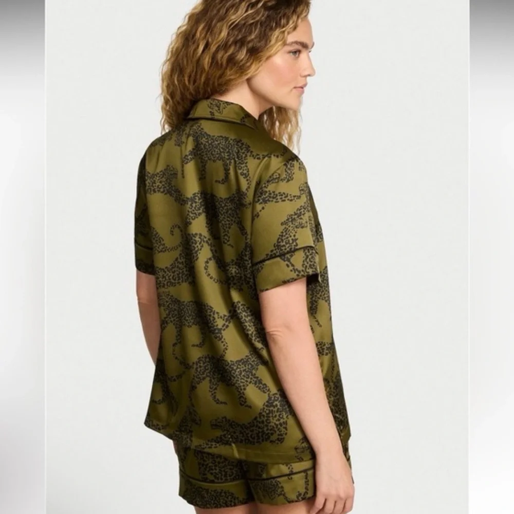 Victoria's Secret Olive Leopard Print Pajama Set - Picture 2 of 5